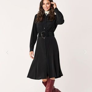 DVF Antonette Silk Crepe De Chine Midi Shirt Dress